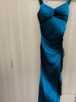 Vestido largo degradado azul y verde