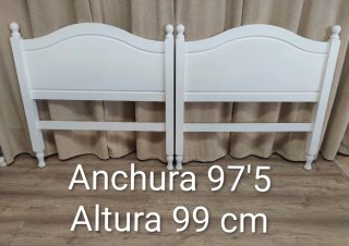 2 Cabeceros Madera Maciza Blancos