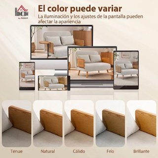 Sofá Cama 2 Plazas 3 en 1 con Mesa Lateral Crema