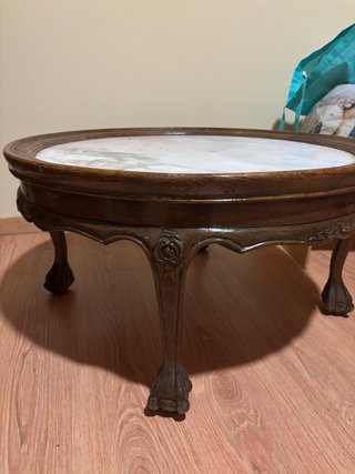 Mesa de centro de madera y mármol 85 cm
