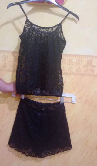 Conjunto lencería encaje negro Talla S