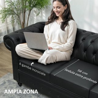 Sofá de 3 plazas estilo Chesterfield con muelles e