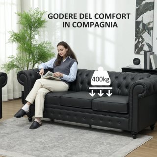 Sofá de 3 plazas estilo Chesterfield con muelles e