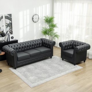Sofá de 3 plazas estilo Chesterfield con muelles e