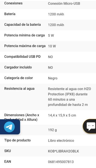 Libro electrónico 7" Kobo Libra H20 negro