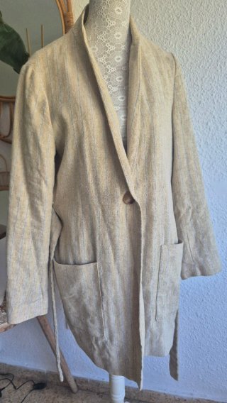 Americana beige con rayas multicolor