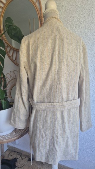 Americana beige con rayas multicolor
