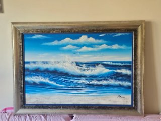 Cuadro Oleo Mar Azul 76x107