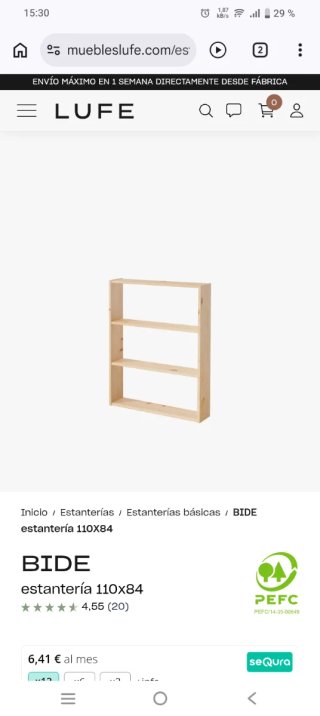 Estanteria de madera de pino Lufe