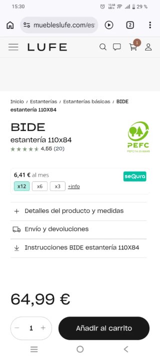 Estanteria de madera de pino Lufe
