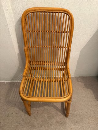 Set de 3 Sillas de Ratán y Bambú estilo Vintage