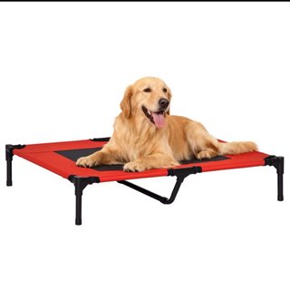 Cama Elevada para Perros Roja y Negra