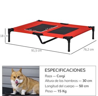 Cama Elevada para Perros Roja y Negra