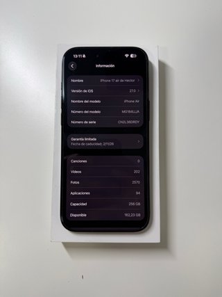 iPhone 17 Air 256GB Negro + FACTURA ORIGINAL APPLE