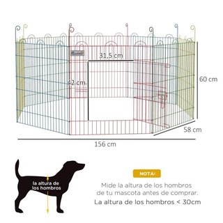 Parque Perros Plegable 8 Paneles Puerta Metal
