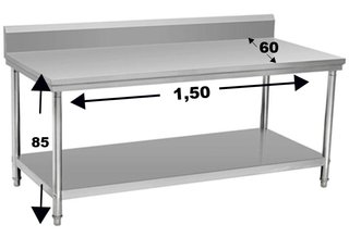 Mesa de trabajo de acero inoxidable 150x60x85 cm