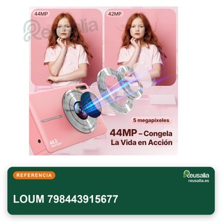 LOUM 32GB Rosa Cámara digital 44MP vídeo 1080P