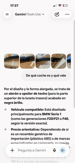 Alerón Spoiler Techo Negro Brillo BMW Serie 1