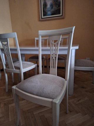 Mesa extensible de comedor y 6 sillas