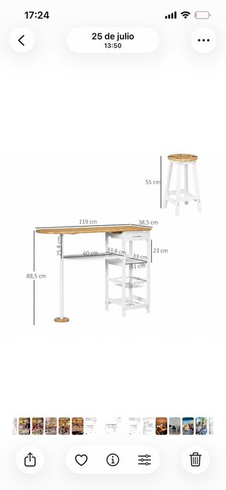 Mesa de cocina con 2 taburetes