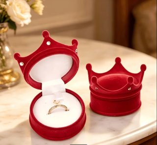 Caja Anillos Boda Corona Roja