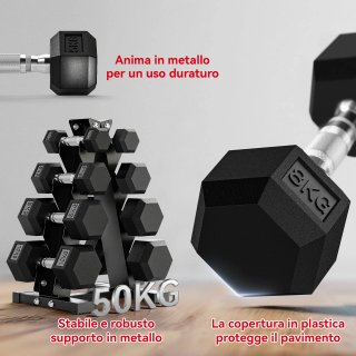 Juego de mancuernas hexagonales para gimnasio con