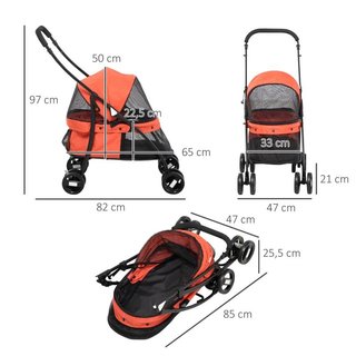 Cochecito Perros Pequeños Plegable Malla Rojo