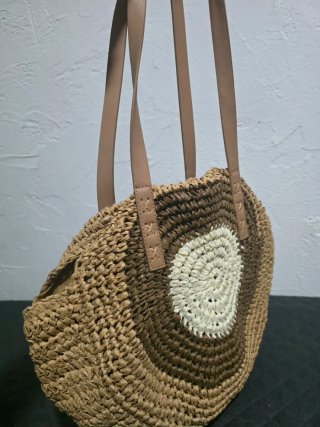 Bolso de mimbre redondo