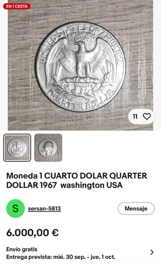 Moneda 1/4 Dólar Washington 1967 USA