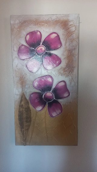 Cuadro Decorativo Flores Moradas con toque dorado