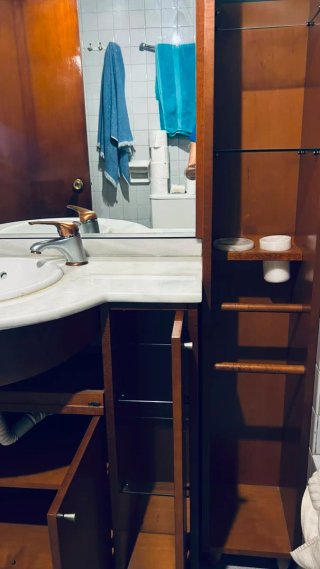 Mueble de Baño con Espejo y Encimera de Mármol