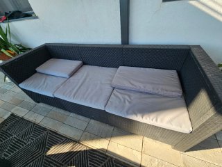 Conjunto de Sofá y Sillones de Jardín con mesa