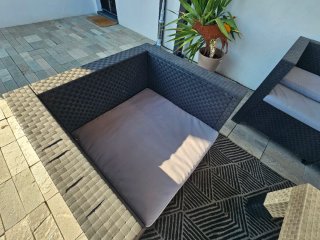 Conjunto de Sofá y Sillones de Jardín con mesa