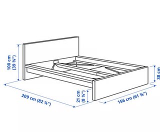 Cama Malm 140x200 Blanca con somier
