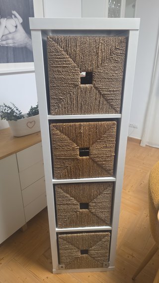 Mueble Kallax Ikea 4 Cestas Mimbre.