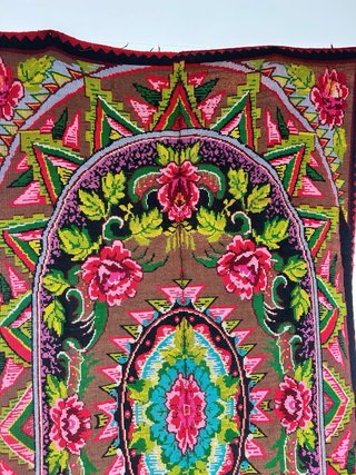 Tappeto lana vintage floreale