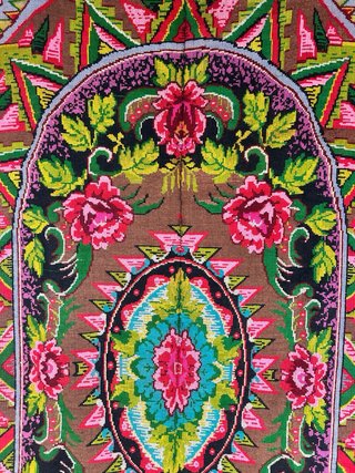 Tappeto lana vintage floreale