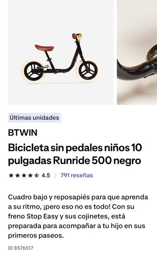 Bicicleta sin pedales Decathlon 10 pulgadas