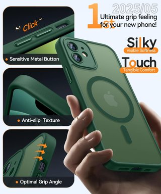 CANSHN Funda Magnetica iPhone 12 MagSafe Verde
