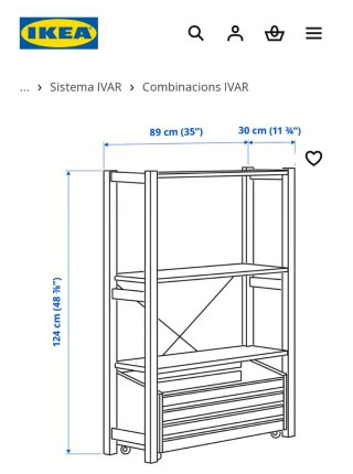 Estantería IVAR con caja de pino