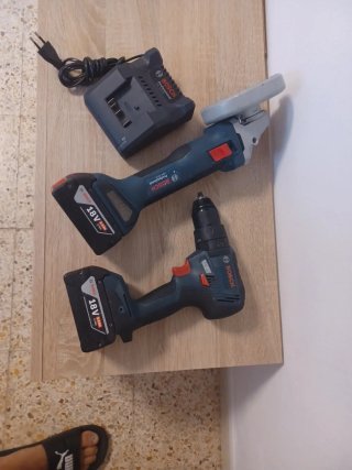 Radial y taladro Bosch a batería