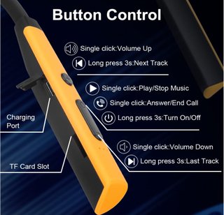 MAS CARNEY Auriculares Bluetooth Negro/Amarillo