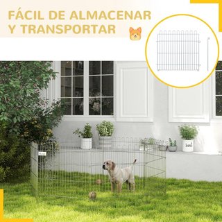Parque Perros 8 Paneles Plegable con Puerta