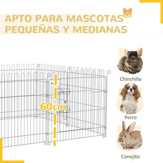 Parque Perros 8 Paneles Plegable con Puerta