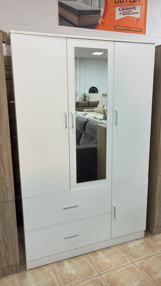 armario ropero de 3 puertas + espejo blanco madera