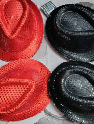 Sombrero Carnaval Lentejuelas Rojo y Negro