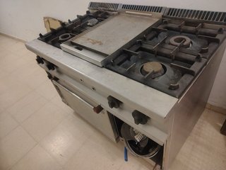 Cocina industrial gas 3 fuegos + plancha