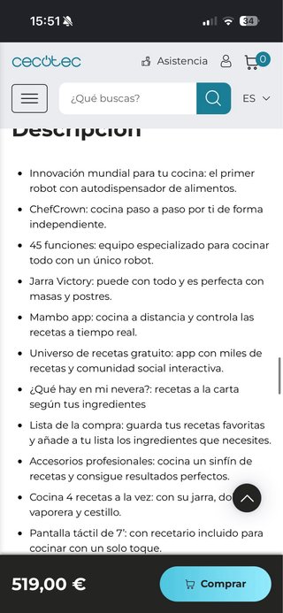 Robot de Cocina Cecotec Mambo Chefcrown
