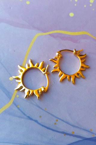 Pendientes Aro Sol Plata Baño Oro