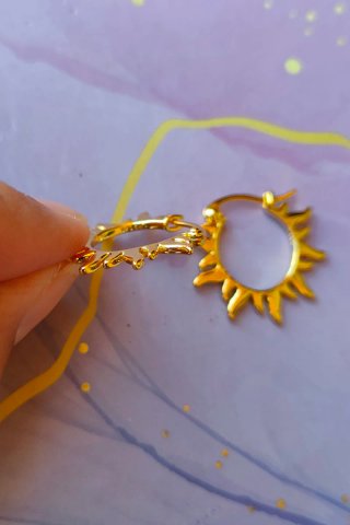 Pendientes Aro Sol Plata Baño Oro